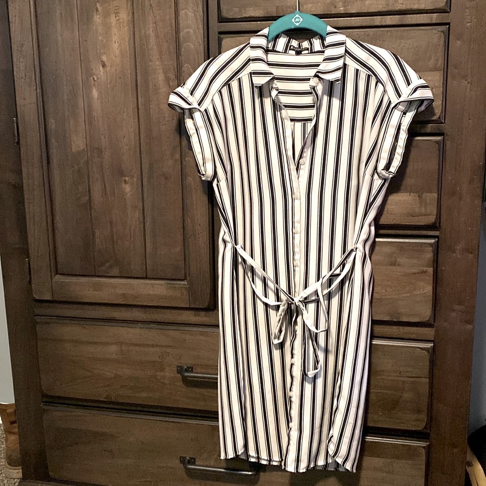 Express White/Black Strip Dress
